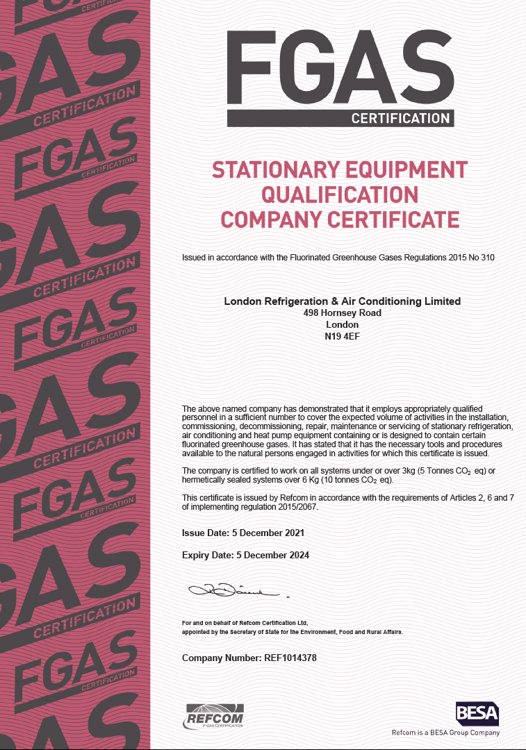F-GAS Certificate